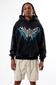 Black Oversized Graphic Hoodie for Men and Women | Streetwear Pullover Hoodie