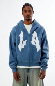 Men's Oversized Zip-Up Hoodie | Distressed Appliqué Streetwear | Liberty Edge Industries - Image 3
