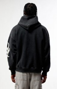Men's Oversized Black Hoodie | Pink Distressed Appliqué Streetwear | Liberty Edge Industries - Image 2