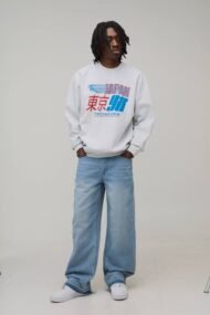 Marathon 98 Graphic Sweatshirt | Oversized Ash Grey Streetwear Crewneck