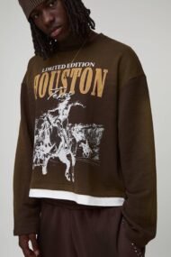 Liberty Edge Industries Limited Edition Houston Graphic Oversized Sweatshirt – Brown - Image 3