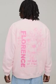 Liberty Edge Industries Florence Floral Oversized Pink Crewneck Sweatshirt