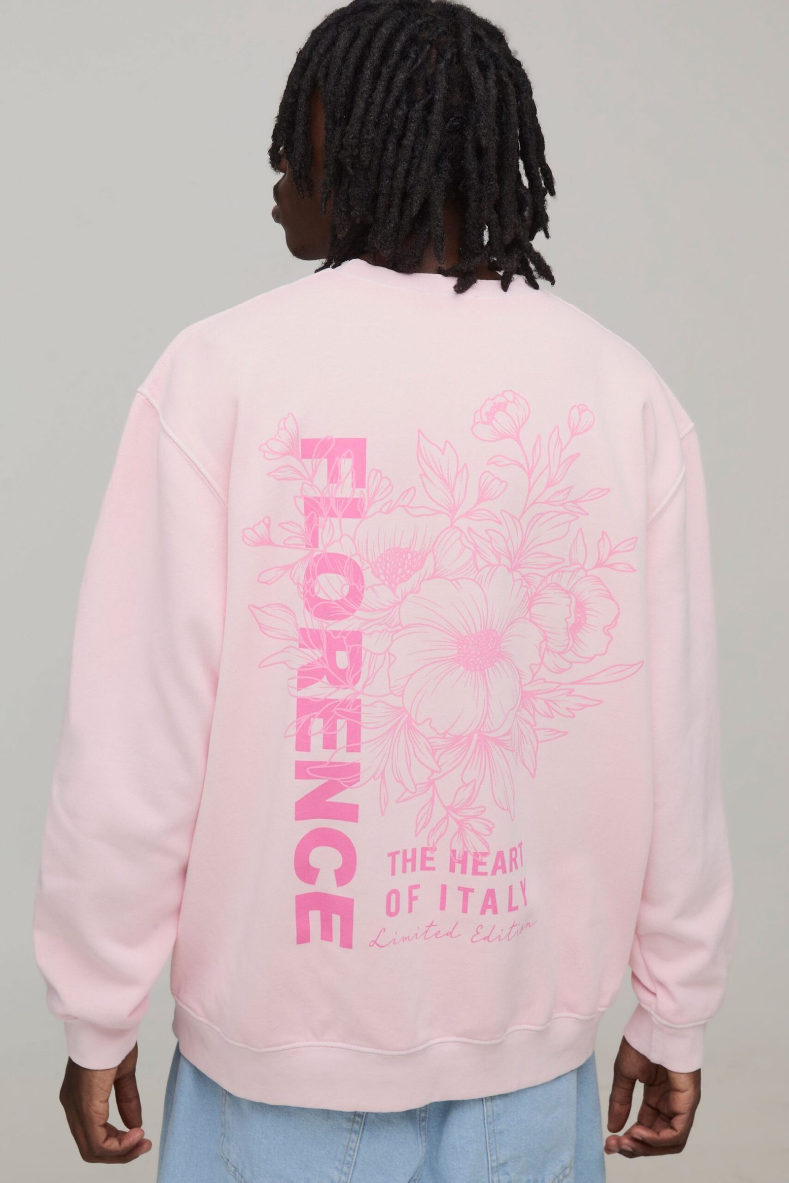 4_cmm24711_washedpink_xl Liberty Edge Industries Florence Floral Oversized Pink Crewneck Sweatshirt - Image 1