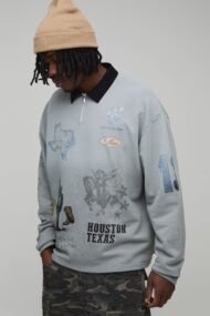 Liberty Edge Industries Houston Western Graphic Quarter Zip Sweatshirt – Grey - Image 3