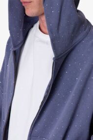 All-Over Gemmed Blue Zip-Up Hoodie | Oversized Rhinestone Hoodie for Men - Image 6