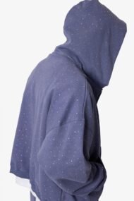 All-Over Gemmed Blue Zip-Up Hoodie | Oversized Rhinestone Hoodie for Men - Image 7