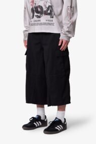 Liberty Edge Extra Long Baggy Cargo Shorts – Black Oversized Utility Streetwear Shorts - Image 3
