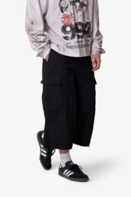 Liberty Edge Extra Long Baggy Cargo Shorts – Black Oversized Utility Streetwear Shorts