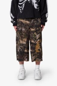 Liberty Edge Extra Long Camo Cargo Shorts – Forest Camouflage Oversized Utility Streetwear Shorts - Image 3