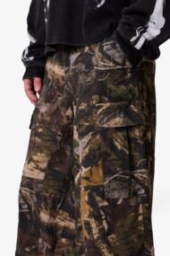 Liberty Edge Extra Long Camo Cargo Shorts – Forest Camouflage Oversized Utility Streetwear Shorts