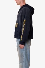 Washed Black Graphic Zip-Up Hoodie - Image 3