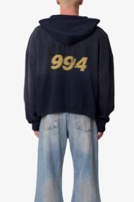 Washed Black Graphic Zip-Up Hoodie - Image 4
