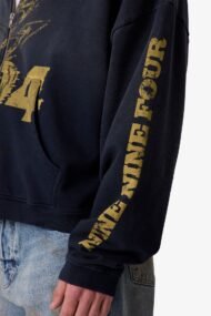 Washed Black Graphic Zip-Up Hoodie - Image 5