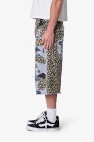 Liberty Edge Ultra Baggy Cheetah Boro Denim Shorts – Multi Patchwork Oversized Streetwear Shorts - Image 4