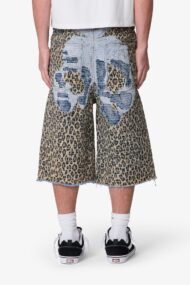 Liberty Edge Ultra Baggy Cheetah Boro Denim Shorts – Multi Patchwork Oversized Streetwear Shorts - Image 5