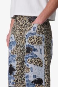 Liberty Edge Ultra Baggy Cheetah Boro Denim Shorts – Multi Patchwork Oversized Streetwear Shorts