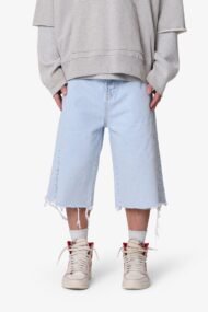 Liberty Edge Ultra Baggy Cut-Off Denim Shorts – Light Blue Oversized Vintage Wash Streetwear Shorts - Image 2