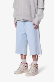 Liberty Edge Ultra Baggy Cut-Off Denim Shorts – Light Blue Oversized Vintage Wash Streetwear Shorts - Image 3