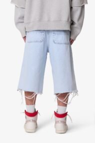 Liberty Edge Ultra Baggy Cut-Off Denim Shorts – Light Blue Oversized Vintage Wash Streetwear Shorts - Image 5