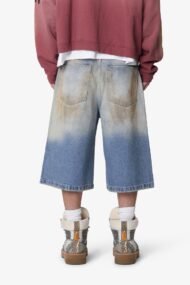 Liberty Edge Ultra Baggy Dirty Wash Denim Shorts – Washed Blue Oversized Vintage Streetwear Shorts - Image 5
