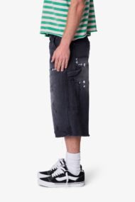 Liberty Edge Ultra Baggy Distressed Carpenter Denim Shorts – Washed Black Streetwear Cargo Shorts for Men - Image 5