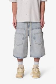 Ultra Baggy Multi-Pocket Denim Shorts – Light Blue Wash