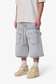 Ultra Baggy Multi-Pocket Denim Shorts – Light Blue Wash - Image 4