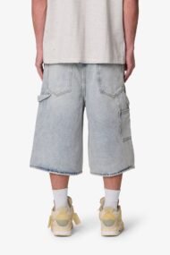 Ultra Baggy Multi-Pocket Denim Shorts – Light Blue Wash - Image 2