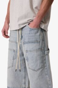 Ultra Baggy Multi-Pocket Denim Shorts – Light Blue Wash - Image 5