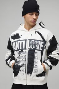 Men's Graphic Full-Zip Hoodie | Oversized Streetwear Hoodie | Liberty Edge Industries - Image 3