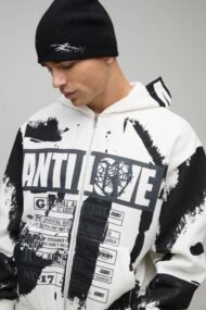 Men's Graphic Full-Zip Hoodie | Oversized Streetwear Hoodie | Liberty Edge Industries - Image 4