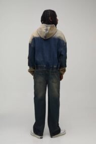 Men's Antique Wash Denim Pullover Hoodie | Premium Oversized Streetwear | Liberty Edge Industries - Image 4