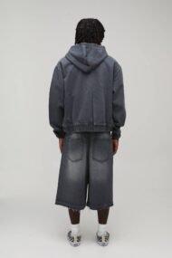 Grey Rhinestone Embellished Zip-Up Hoodie - Image 4